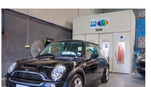 Vehicle in the purpose-built PPG spray painting booth